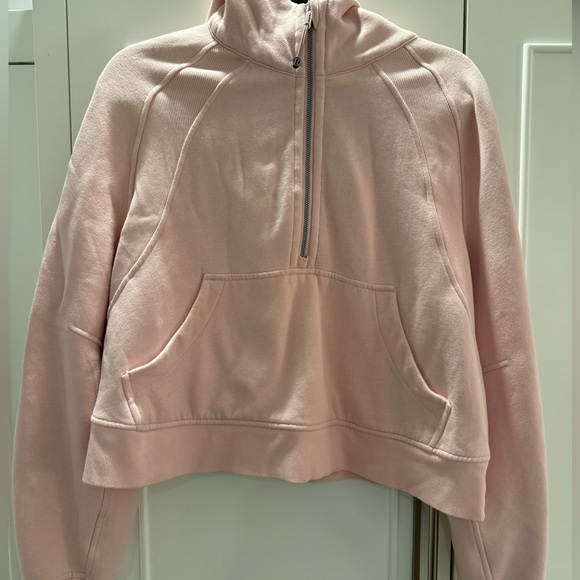 Lululemon baby pink quarter-zip scuba with a hood - Picture 2 of 4